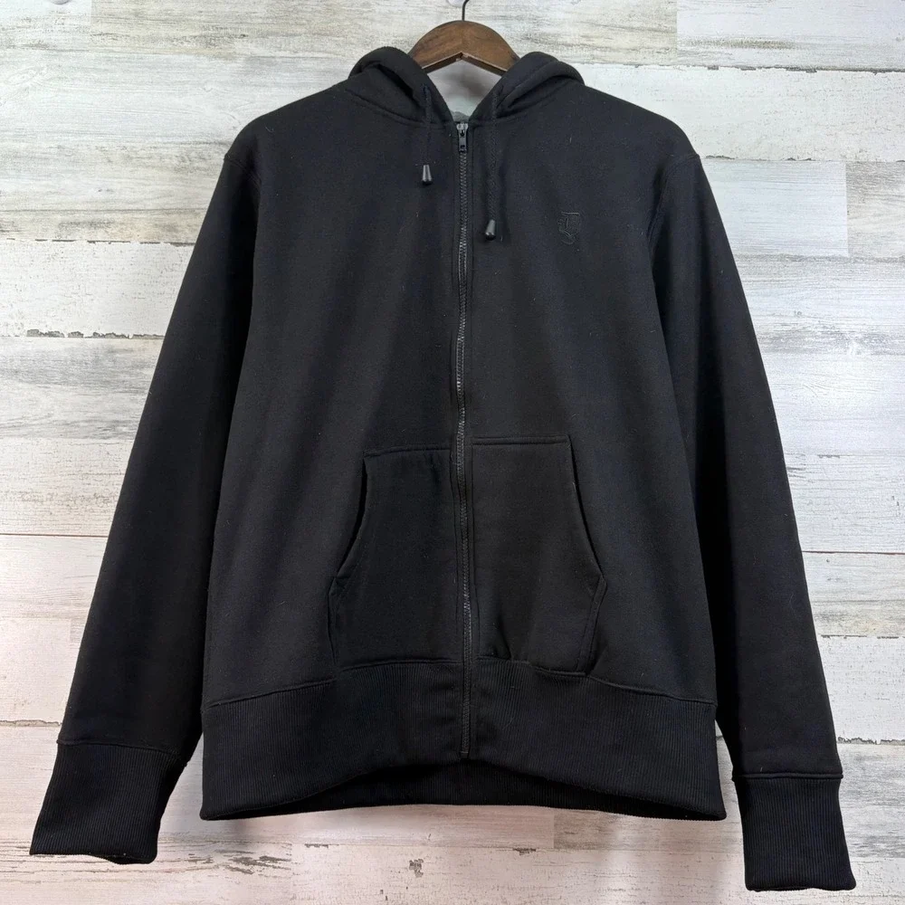 Ditch Plains New York Black Full Zip‎ Hoodie Mens Large Embroidered Logo Fleece